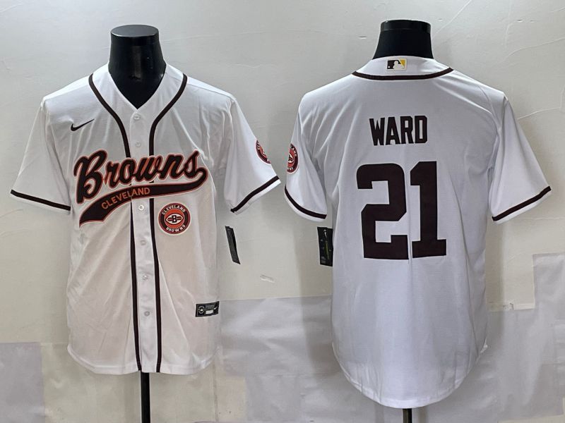 Men 2025 Cleveland Browns #21 Ward White Joint Name Nike Limited NFL Jersey style 6->cleveland browns->NFL Jersey
